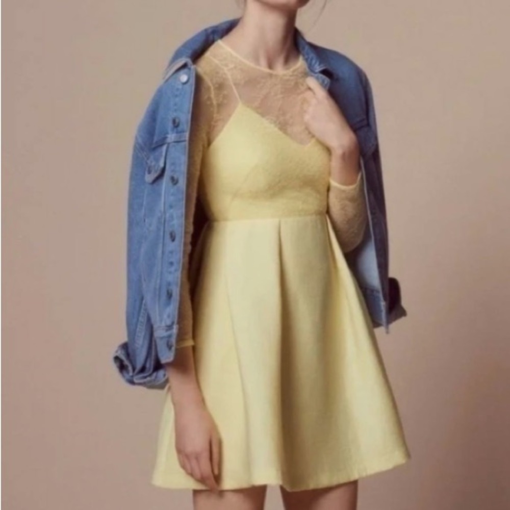 Sandro Jeanette Yellow Lace Dress